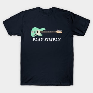 Play Simply Bass Guitar Surf Green Color T-Shirt